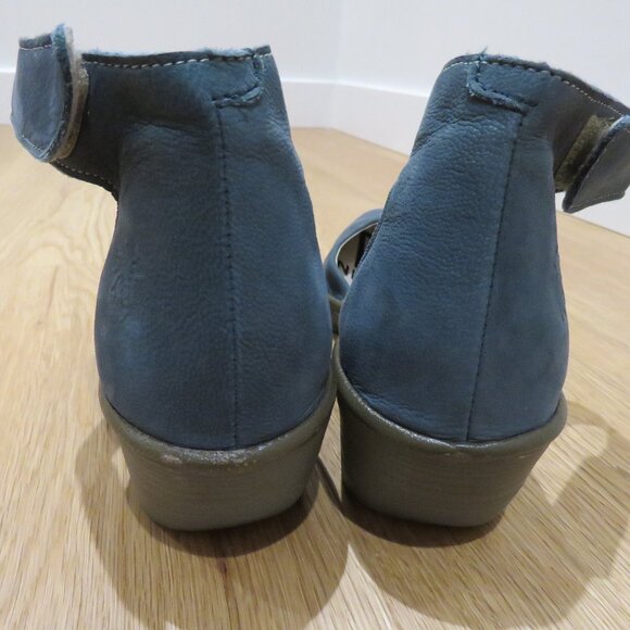 FLY LONDON Piat Wedge Suede Sandals in Forest Green Grunge Edgy Boho 7.5 - 8 - Picture 13 of 14